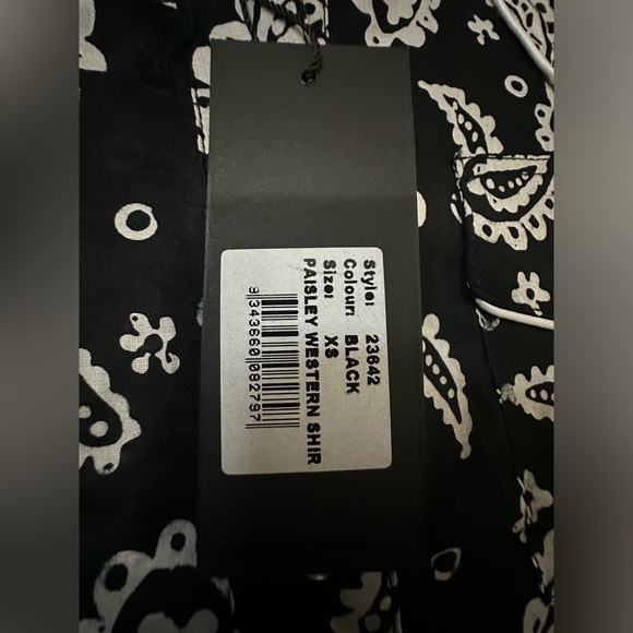 NWT | One Teaspoon Hand Batik Paisley Western Shirt - Black 100% Cotton - Picture 12 of 12